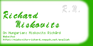 richard miskovits business card